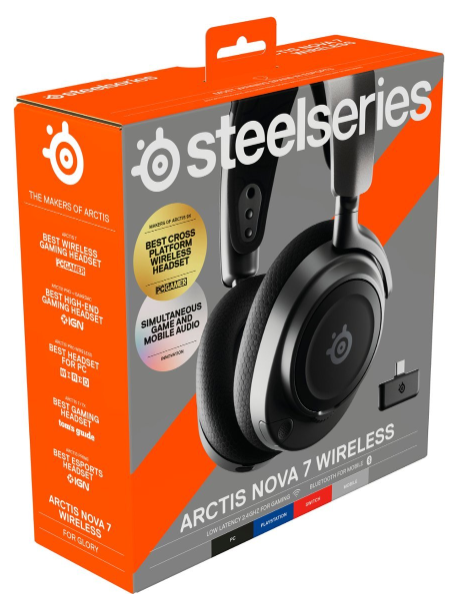 אוזניות גיימינג אלחוטיות SteelSeries Arctis Nova 7 שחור