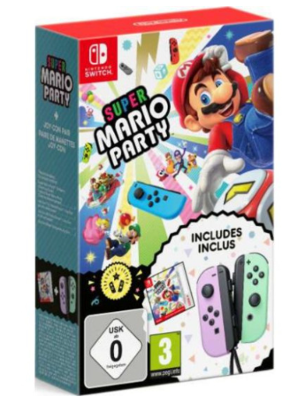 Joy Con Pair Purple Green & Mario Party   + משחק בעותק פיזי