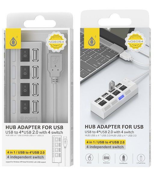 מפצל NG6054 BL lector USB Hub con 4 entrada
