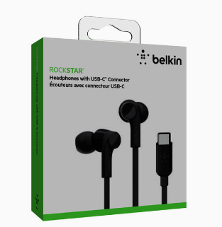 Belkin אוזניות Rockstar עם חיבור Type C