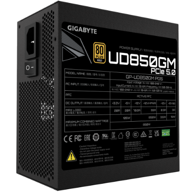 ספק כוח Gigabyte UD850GM PG5 850W 80 Plus Gold PCIE 5.0 Ready