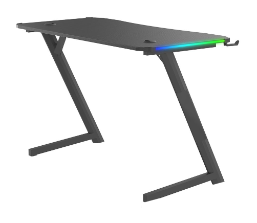 שולחן גיימינג 'OPTIMUS' בצורת Z כולל תאורת RGB צבע שחור