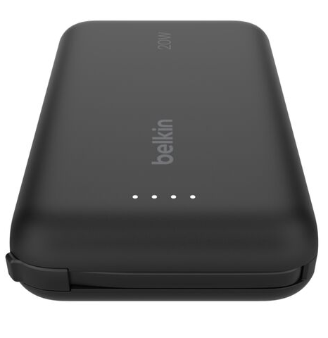 סוללת גיבוי Belkin BoostCharge מטען נייד 10,000mAh עם כבל מובנה לטעינה מהירה 20W