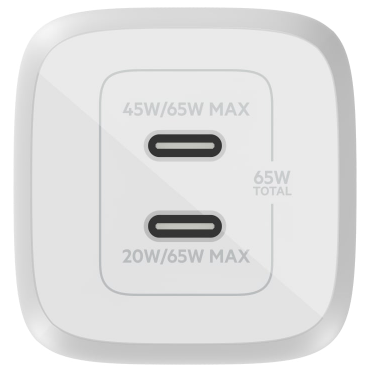 מטען קיר כפול Belkin BoostCharge 68W Dual USB-C PD GaN