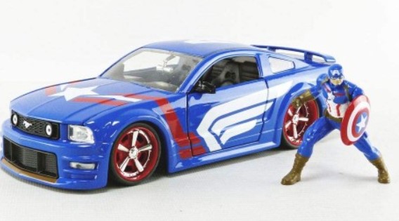 מכונית Jada Toys Hollywood Rides - Captain America - 2006 Ford Mustang GT 1:24 Scale