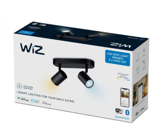 גוף תאורה כפול חכם עם ראש ספוט מתכוונן WiZ smart Spots 2x5W W 27-65K