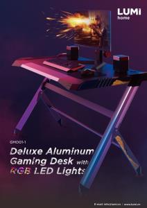 שולחן גיימינג מקצועי LUMI GMD01-1 כולל תאורת RGB שחור