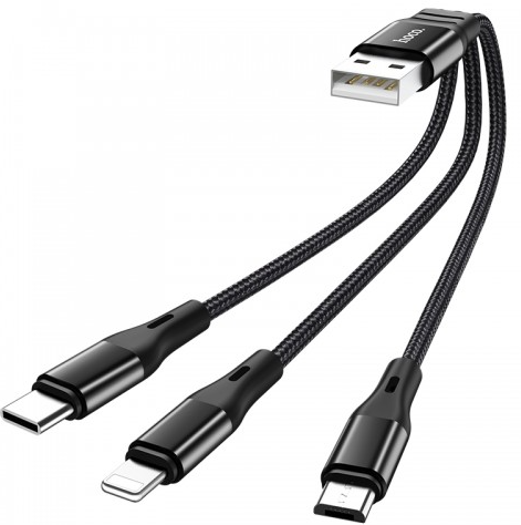 כבל סנכרון וטעינה 3 ב-1 Type-C, Lightning, microUSB Hoco X47