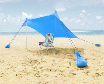 צילייה ליקרה משפחתית 3*3 מטר לחוף SUNFREE להגנה מושלמת מקרני השמש טורקיז