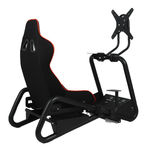 כיסא סימולטור SimPole Apexseat כולל סטנד לטלוויזיה ותושבת לידית הילוכים ובלם יד